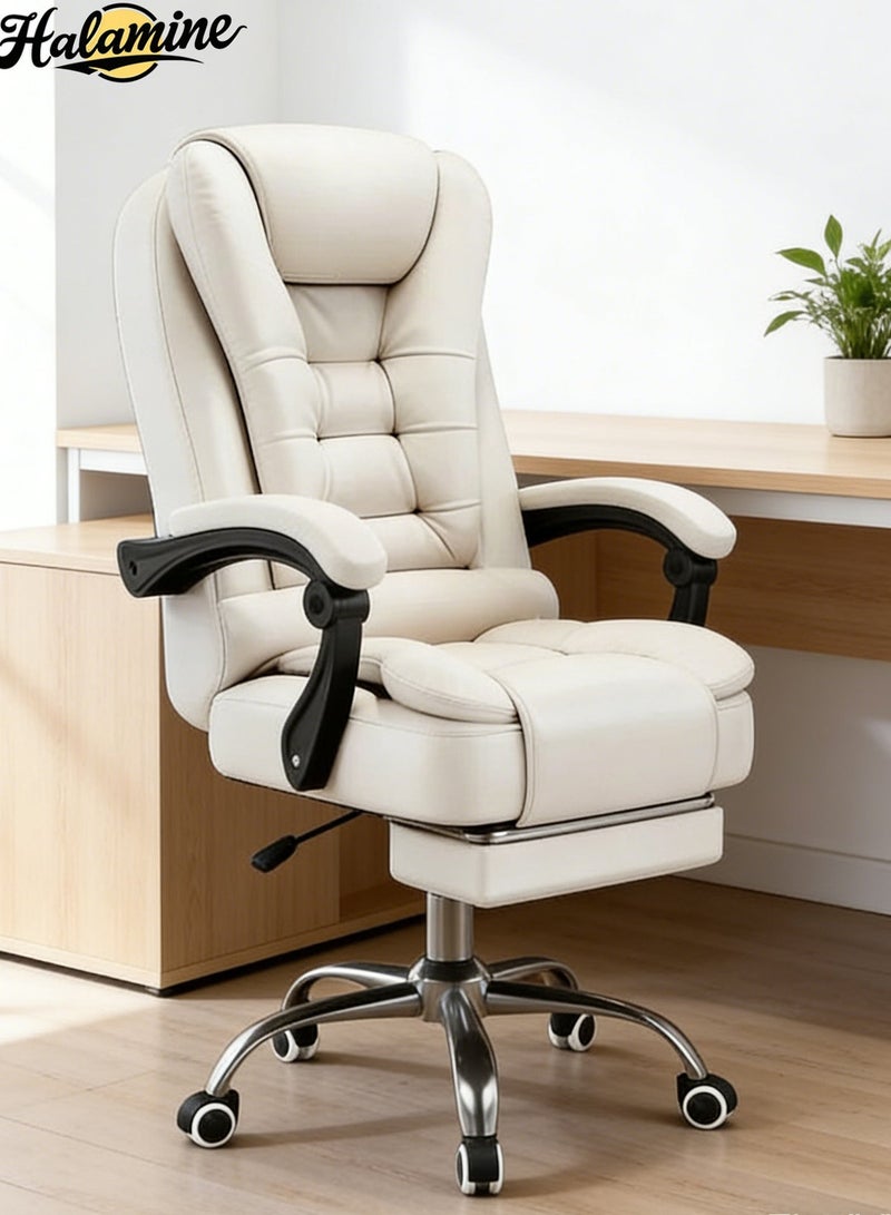 Halamine Ergonomic Office Chair with Footrest，  Beige - Image 2